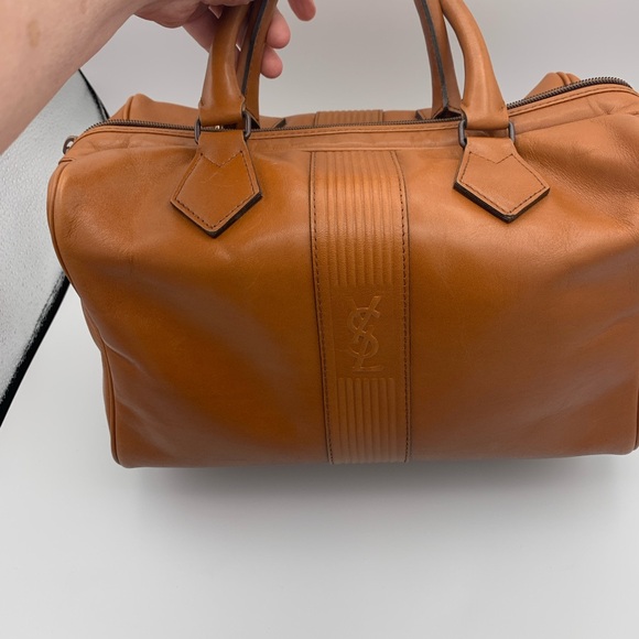 Rare Yves Saint Laurent Leather Boston Handbag Camel - Picture 4 of 10